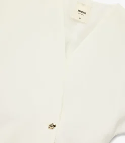 Koton Mouwloze Asymmetrische V-hals Oversized Gilet white Clearance