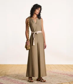 La Fée Maraboutée Mouwloze jacquard jumpsuit taupe Outlet