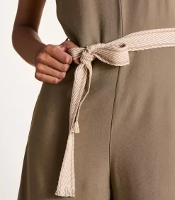 La Fée Maraboutée Mouwloze jacquard jumpsuit taupe Outlet