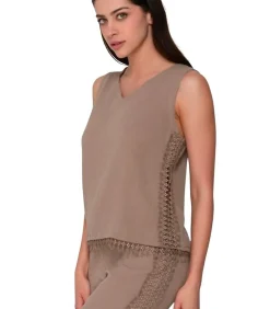 LUNA Mouwloze top Bliss brown Discount