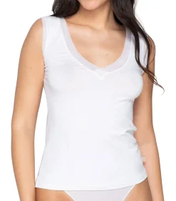 LUNA Mouwloze V-hals top Cotton Touch white Hot