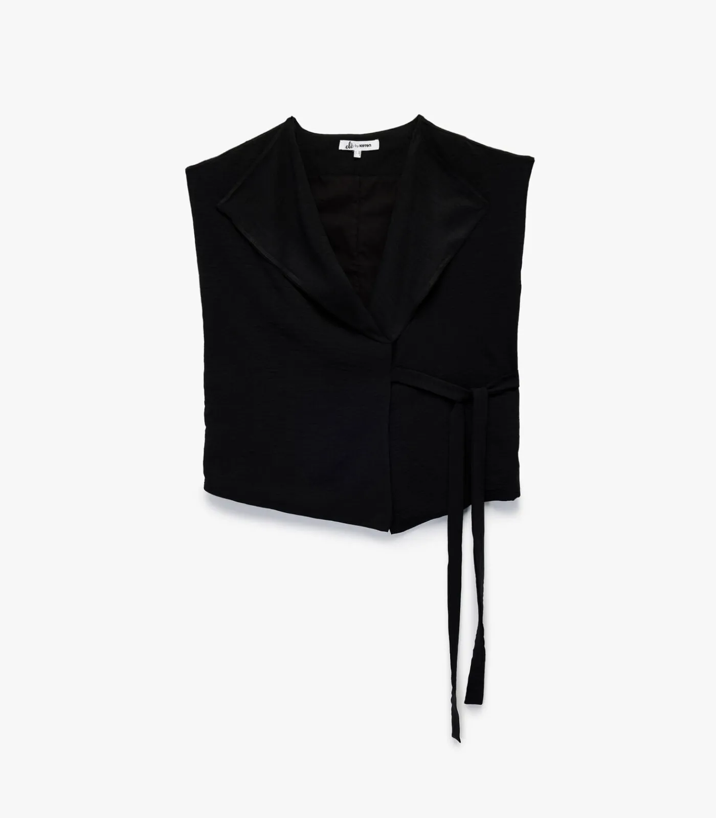Koton Mouwloze Zwarte Wikkelblouse met Ceintuur black
