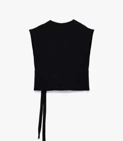 Koton Mouwloze Zwarte Wikkelblouse met Ceintuur black
