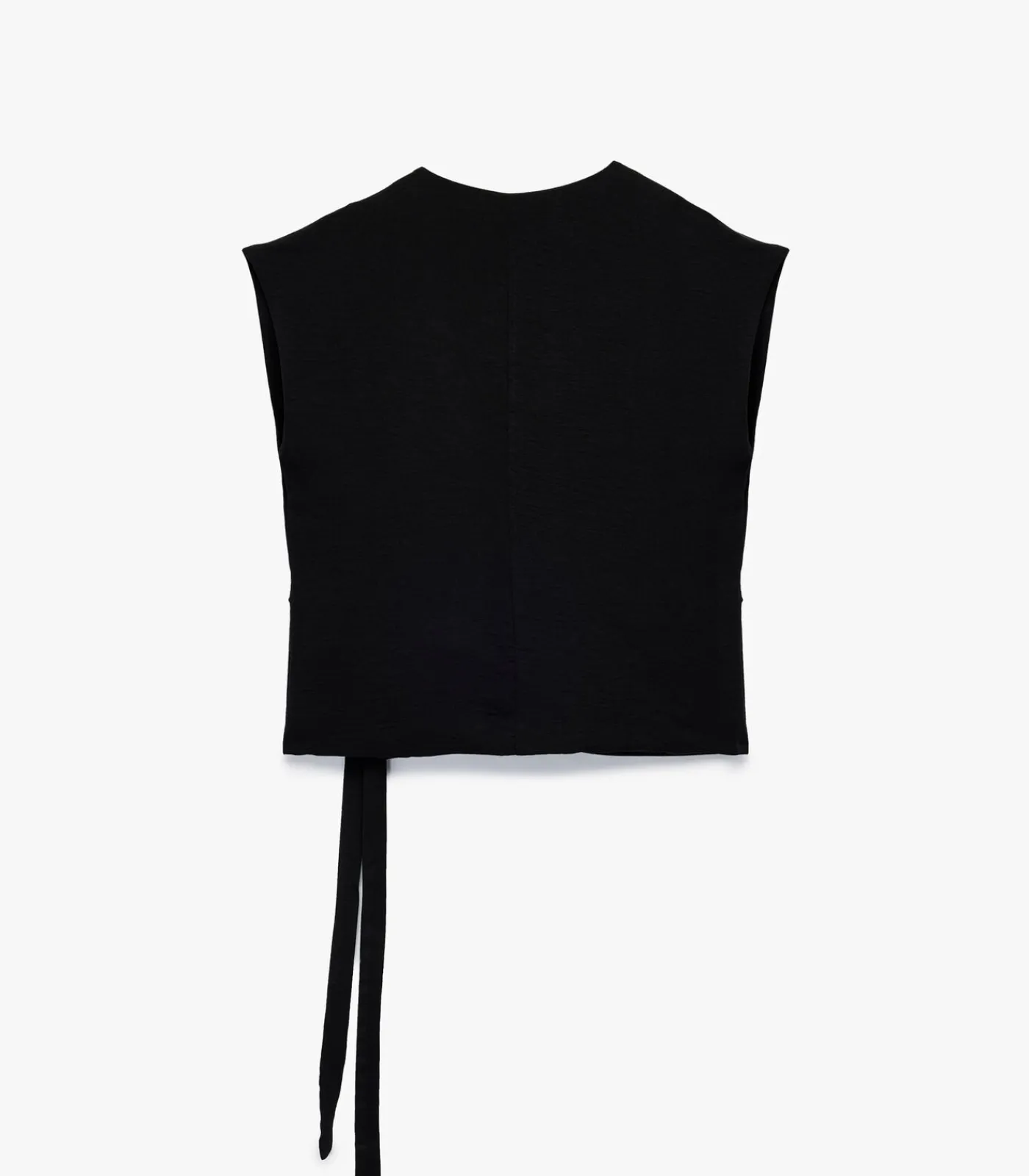 Koton Mouwloze Zwarte Wikkelblouse met Ceintuur black