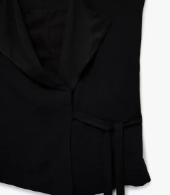Koton Mouwloze Zwarte Wikkelblouse met Ceintuur black
