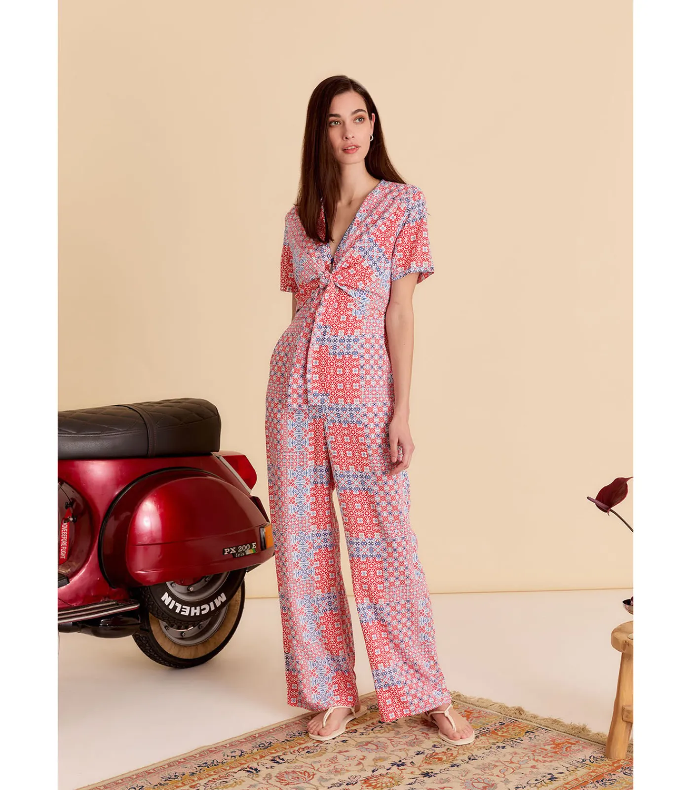 J&JOY jumpsuit met strik en korte mouwen multicolor Hot