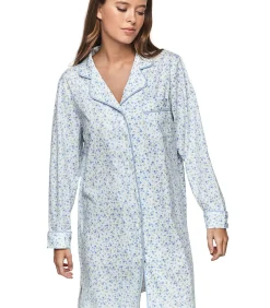 SELMARK Nachthemd met lange mouwen P111 PREPPY FLOWERS blue Outlet