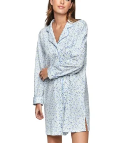 SELMARK Nachthemd met lange mouwen P111 PREPPY FLOWERS blue Outlet