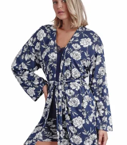 ADMAS Navy Flowers negligé blue Sale