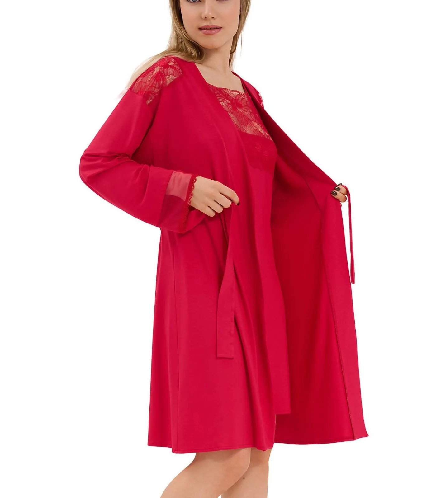 LISCA Negligé met lange mouwen Sympathy red New