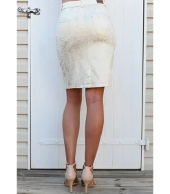 BLEU D'AZUR NIKKI - GLINSTERENDE ZANDKLEURIGE RECHTE ROK beige Hot