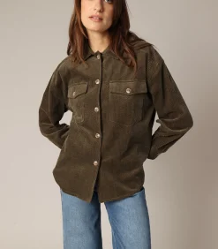 Deeluxe NILDY - 100% katoenen corduroy overshirt khaki Hot