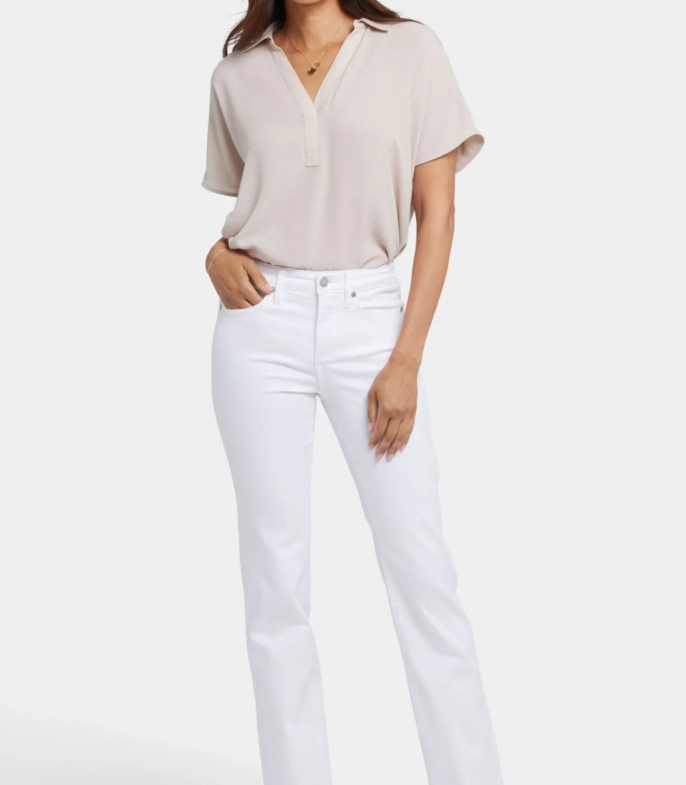 NYDJ No Gapper™ Marilyn Straight Jeans in Petite in Sure Stretch® Denim met Gestreepte Stretch white Online