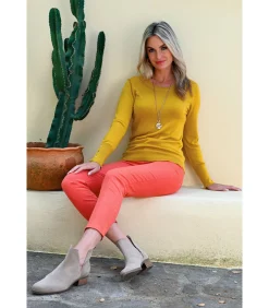 BLEU D'AZUR NONNA Wintertrui mosterdkleurig met klinknagels yellow Clearance