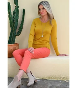 BLEU D'AZUR NONNA Wintertrui mosterdkleurig met klinknagels yellow Clearance