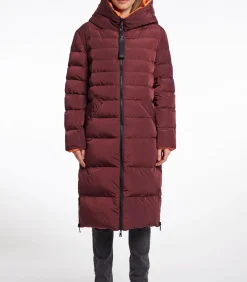 Rino&Pelle Omkeerbare lange jas met capuchon Chocoladeboon en oranje 34 bordeaux/orange Online