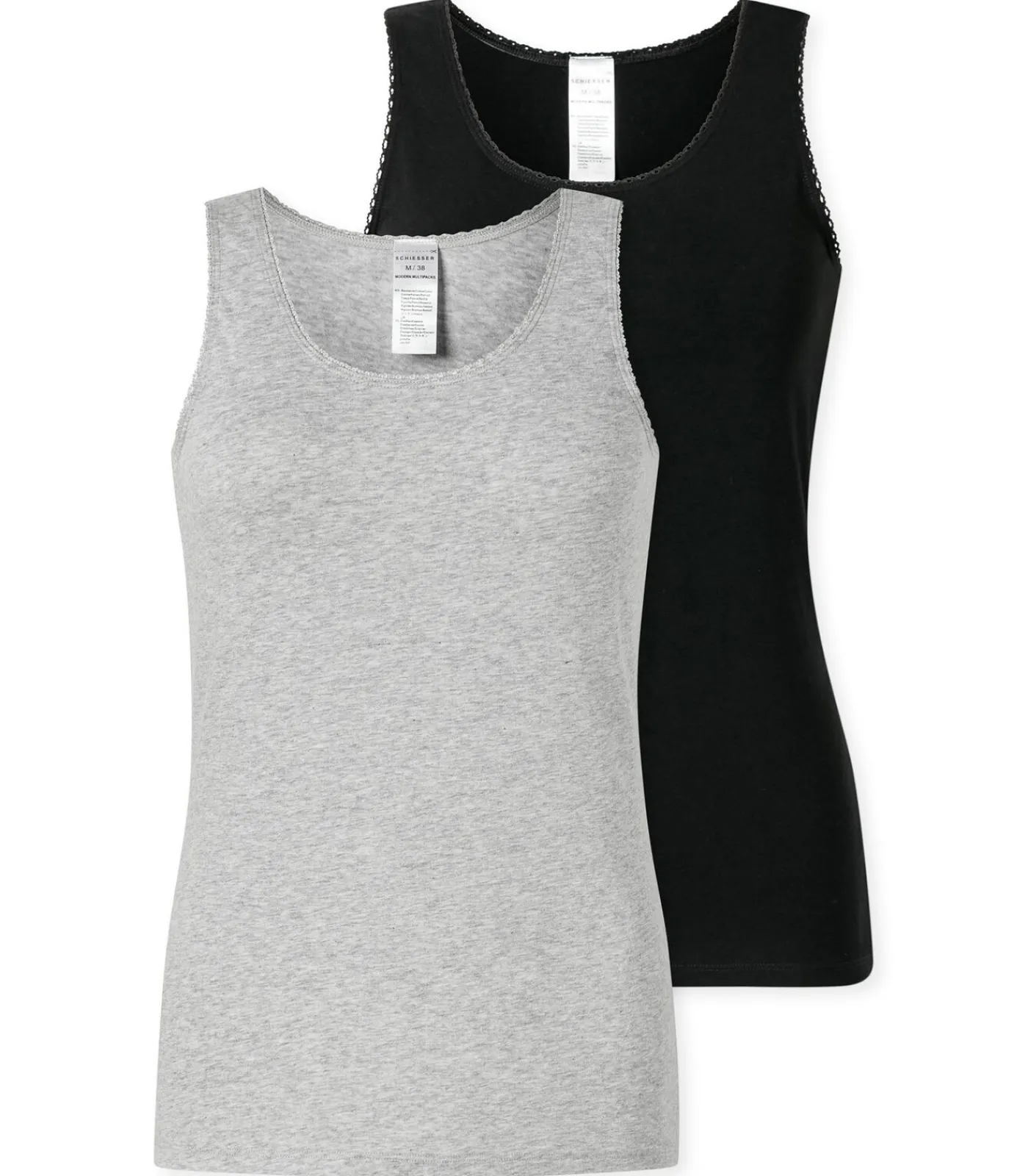 SCHIESSER Onderhemd Set van 2 black/gray
