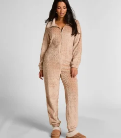 Hunkemöller Onesie met kabelontwerp en rits beige Clearance