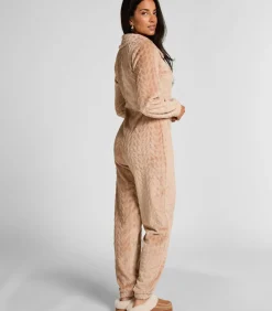 Hunkemöller Onesie met kabelontwerp en rits beige Clearance