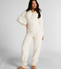 Hunkemöller Onesie met kabelontwerp en rits white Sale
