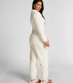 Hunkemöller Onesie met kabelontwerp en rits white Sale