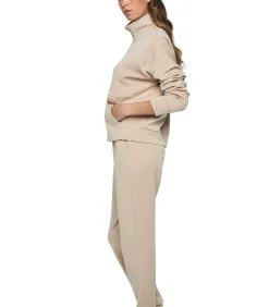 SELMARK Ontspannen pyjamabroek jasje met rits P104 COZY CHIC beige