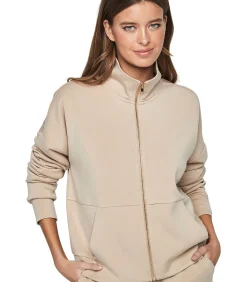 SELMARK Ontspannen pyjamabroek jasje met rits P104 COZY CHIC beige