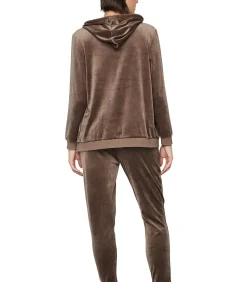 SELMARK Ontspannende pyjamabroek jas met capuchon en brown New