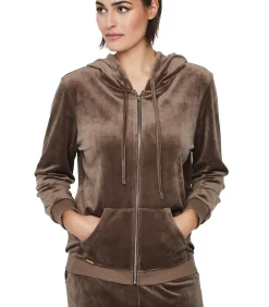 SELMARK Ontspannende pyjamabroek jas met capuchon en brown New