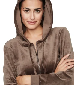 SELMARK Ontspannende pyjamabroek jas met capuchon en brown New