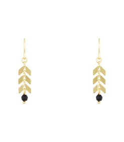MES BIJOUX Oorbellen "Antia" Zwarte Agaat gold Online