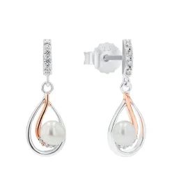Amor Oorbellen für Damen, 925 Sterling Silber, Zirkonia synth., Süßwasserzuchtperle gold/silver Outlet