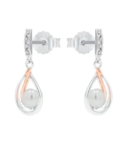 Amor Oorbellen für Damen, 925 Sterling Silber, Zirkonia synth., Süßwasserzuchtperle gold/silver Outlet