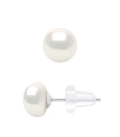 Pearls & Colors Oorbellen met echte knopvormige zoetwaterparels - Natuurlijk wit - Kwaliteit AAA+ - Witgoud white Online
