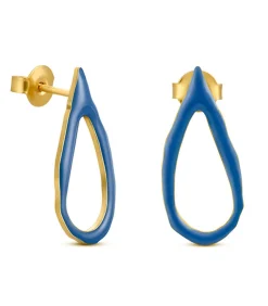 Joidart Oorbellen Miró Jewelry blauwe druppel gold Best