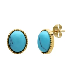 Lucardi Oorbellen Staal - Goudkleurig turquoise Best