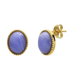 Lucardi Oorbellen Staal - Goudkleurig blue Online