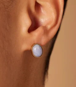 Lucardi Oorbellen Staal - Goudkleurig blue Online