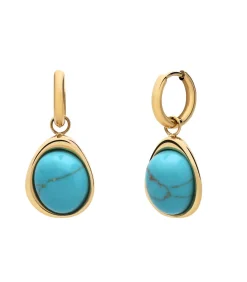 Lucardi Oorbellen Staal - Goudkleurig turquoise Hot