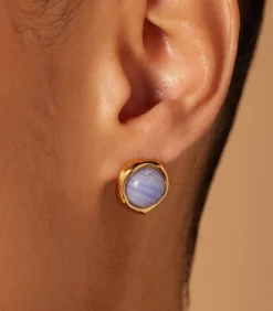 Lucardi Oorbellen Staal - Goudkleurig blue Clearance