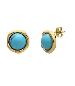 Lucardi Oorbellen Staal - Goudkleurig turquoise Discount