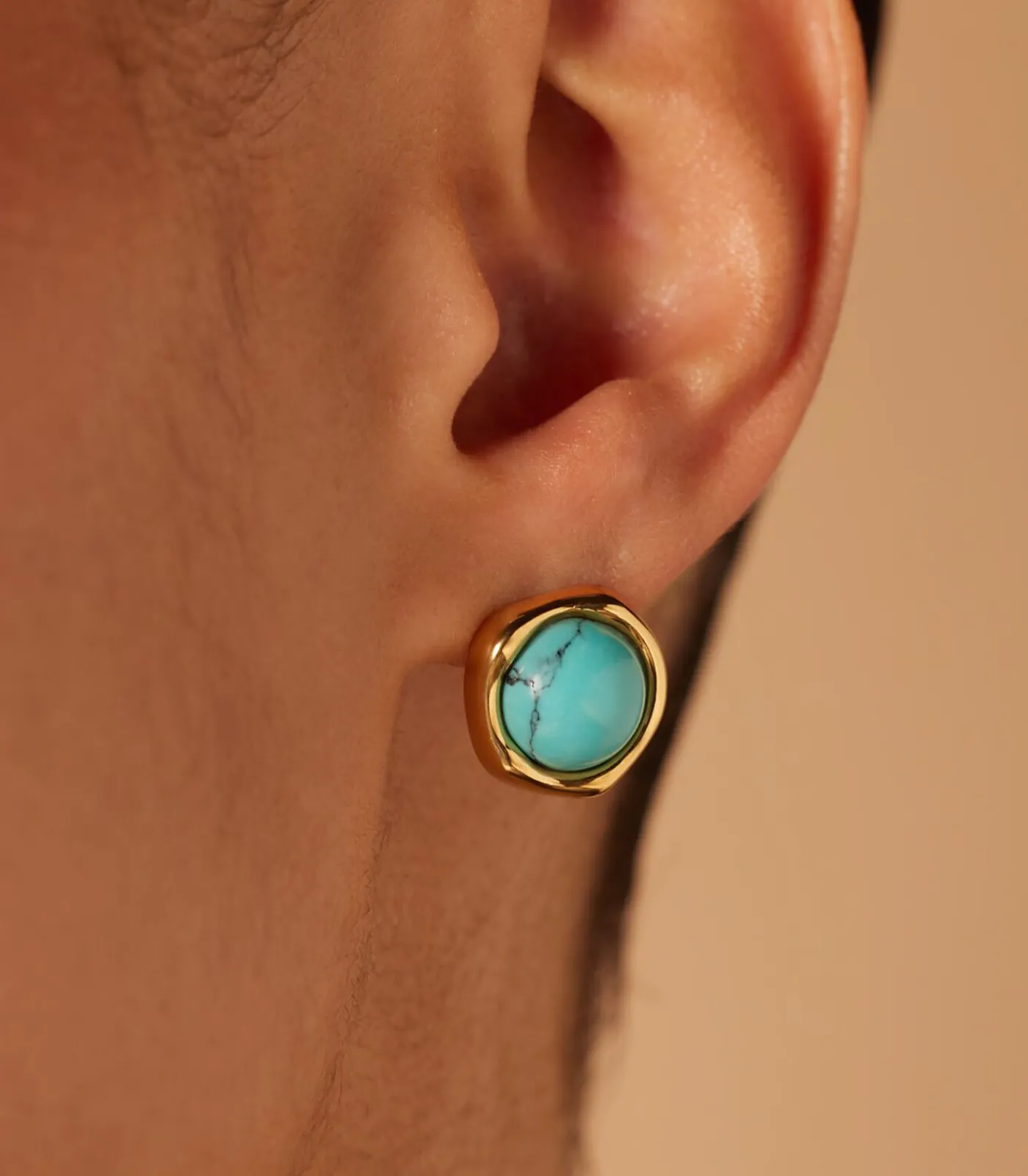 Lucardi Oorbellen Staal - Goudkleurig turquoise Discount