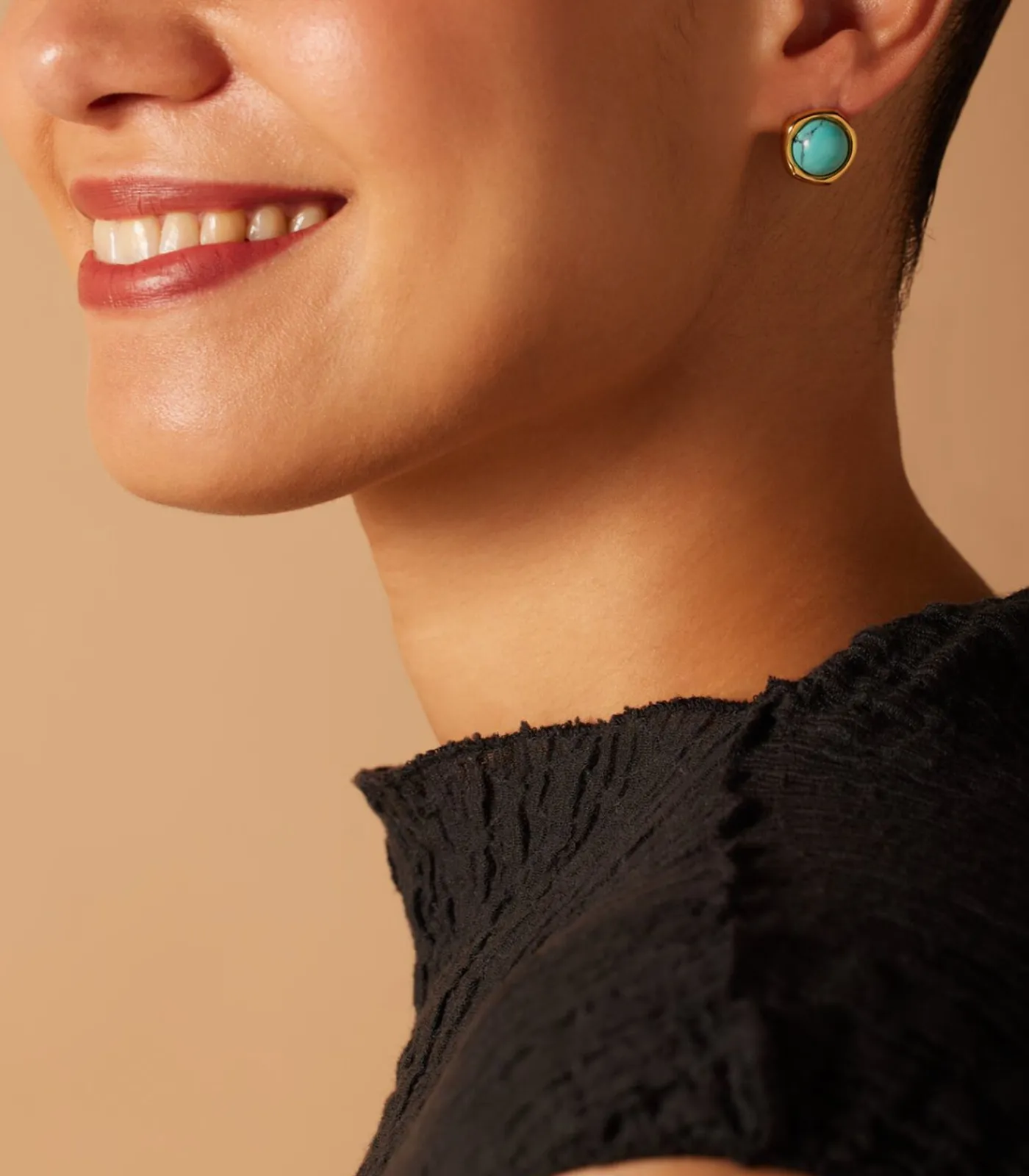 Lucardi Oorbellen Staal - Goudkleurig turquoise Discount