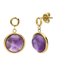 Lucardi Oorbellen Staal - Goudkleurig purple Discount