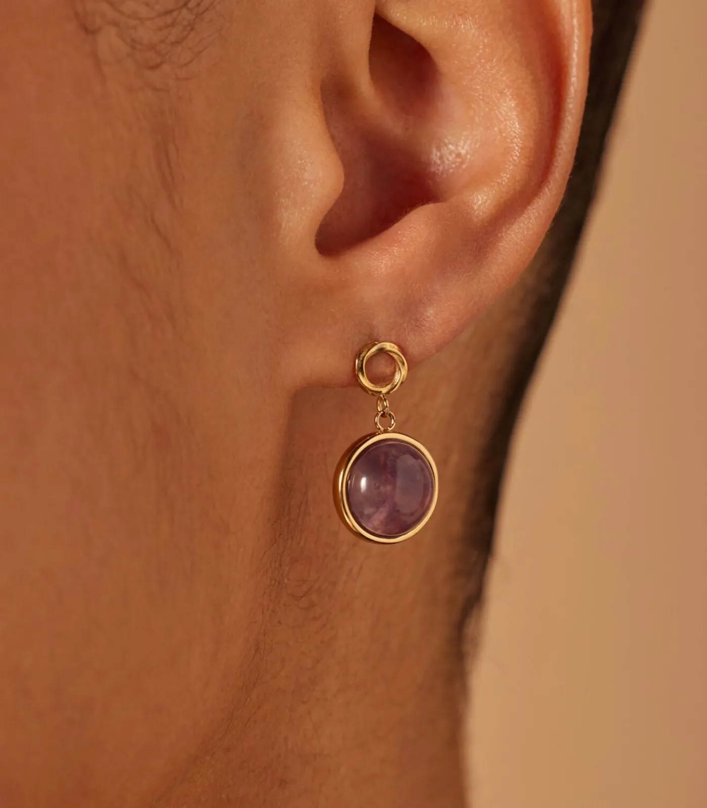 Lucardi Oorbellen Staal - Goudkleurig purple Discount