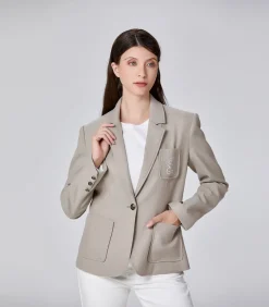 Smart & Joy Op maat gemaakt jasje met patch taupe Hot