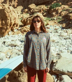 Oxbow Overhemd met print MOSAIC darkGrey Clearance