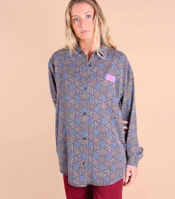 Oxbow Overhemd met print MOSAIC darkGrey Clearance
