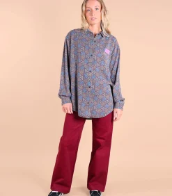 Oxbow Overhemd met print MOSAIC darkGrey Clearance