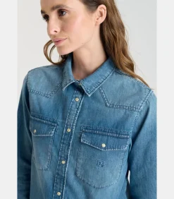 Le Temps des Cerises Overhemd van jeans BARBARA blue Online